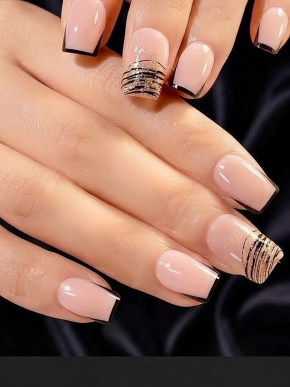 Pink & Black Abstract Press-On Nails 24 pack NWT